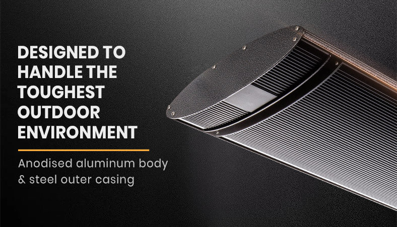 BIO 2400W Outdoor Strip Heater, Electric Radiant Slimline Heat Bar Panel, 10A Plug